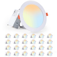 Lediary 24 Pack 3Cct Led Recessed Lighting 6 Inch, 3000K/4000K/5000K Selectable Recessed Light Fixtures, 1100Lm High Brightness, 12W Eqv 110W, Dimmable Can Lights With Junction Box - Ic Rated, Etl