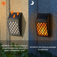 Dynaming Solar Flame Lights Outdoor 4 Pack Solar Powered Wall Lights Flickering Flame Auto Onoff Wall Mounted Fence Deck Ligh