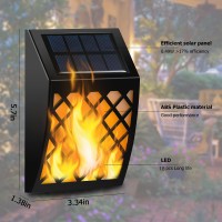 Dynaming Solar Flame Lights Outdoor 4 Pack Solar Powered Wall Lights Flickering Flame Auto Onoff Wall Mounted Fence Deck Ligh