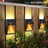 Dynaming Solar Flame Lights Outdoor 4 Pack Solar Powered Wall Lights Flickering Flame Auto Onoff Wall Mounted Fence Deck Ligh