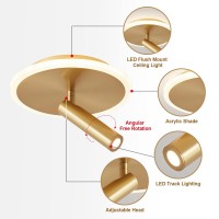 Kco Lighting Modern Flush Mount Led Ceiling Light Fixtures Gold Round Slim Close To Ceiling Lights With 1-Head Led Track Lighting Minimalist Circle Semi Flush Mount Ceiling Spot Light (Gold)