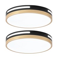 Wheatronic Led Ceiling Light Flush Mount Black And Gold 24W Kitchen Light Fixture Ceiling Mount 2 Pack 12 Inch Close To Ceiling