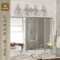 Paihome Brushed Nickel Bathroom Light Fixtures, Bathroom Vanity Light 4 Light Wall Lights For Mirror Nickel Vanity Lighting Bathroom 22Inch Silver Bathroom Light Over Mirror Farmhouse Wall Sconce