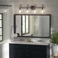 Primeplus Matte Black Bathroom Vanity Light Fixtures 4 Light Vanity Lighting Fixtures With Clear Glass Shade E26 Base Ul Cert