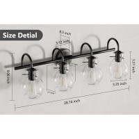 Primeplus Matte Black Bathroom Vanity Light Fixtures 4 Light Vanity Lighting Fixtures With Clear Glass Shade E26 Base Ul Cert