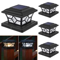 Aponuo Solar Post Cap Lights 4X4 Post Solar Lights 2 Color Modes 1000Mah 6X6 Post Cap Solar Light Outdoor Waterproof Fence Deck