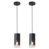 Linseeds 2Pack Black Pendant Light Fixtures Adjustable Modern Pendant Lights For Kitchen Island Industrial Glass Pendant Ligh