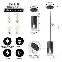 Linseeds 2Pack Black Pendant Light Fixtures Adjustable Modern Pendant Lights For Kitchen Island Industrial Glass Pendant Ligh