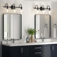 Primeplus Black Vanity Light Modern 3 Light Bathroom Light Fixtures Over Mirror Matte Black Bathroom Vanity Light With Globe Gl