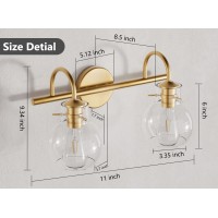 Primeplus 2Light Gold Bathroom Light Fixture Modern Bathroom Vanity Light Over Mirror Two Light Brushed Gold Vanity Lights For