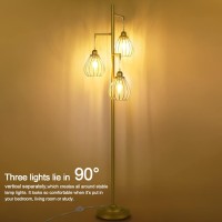 Lakumu Industrial Floor Lamp For Living Room Golden Farmhouse Floor Lamp With 3 Elegant Teardrop Cage Heads St58 Edison Led B