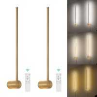 Keluoly Dimmable Modern Plug In Wall Sconce Set Of 2 236 Gold Brushed Wall Lights Indoor Wall Lamp Background Lighting With