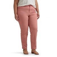 Lee Womens Size Wrinkle Free Relaxed Fit Straight Leg Pant MalloryMed PinkRose 18 Plus