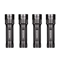 Feit Electric Fl500 Tactical Led Flashlight Ultra Bright 3-Cell Pocket Compact Aaa Battery Handheld Lamp (500 Actual Lumens) With Slide Focus 4 Pack, Black