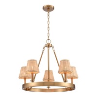 Rydell 24.5'' Wide 5-Light Chandelier - Brushed Gold And Rattan