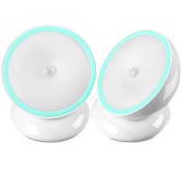 Kathfly 2 Pieces Motion Sensor Night Lights Led Cordless Puck Lights Small Wall Lights With Rotating Base For Cruise Cabin Hallw