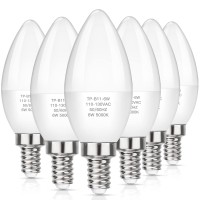 Maxvolador E12 Led Candelabra Light Bulbs 60W Equivalent, Daylight White 5000K 600 Lumens Chandelier Bulbs, 6W B11 Candle Bulb Base, Non-Dimmable, Pack Of 6