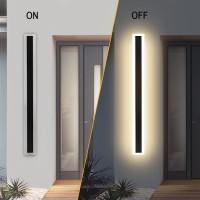 Bluerin Linear Wall Sconces 2Pack Outdoor Mondern Led Wall Lights,Warm White Ip65 Rectangular Black Wall Lamp For Garden Porch Villa Sconce Light (47.2Inch-2Pack)