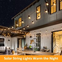 Wenfeng Solar Outdoor String Lights 3 Colors Patio String Light With 27Ft Waterproof String S14 Bulbs Dimmable Led Solar Stri