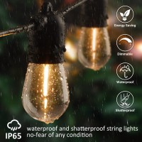 Wenfeng Solar Outdoor String Lights 3 Colors Patio String Light With 27Ft Waterproof String S14 Bulbs Dimmable Led Solar Stri