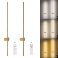 Keluoly Dimmable Modern Plug In Wall Sconces Set Of 2 Gold Wall Light 39 Led Wall Lamp With Memory Function Power Cord Onof