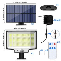 Solar Motion Lights Outdoor, [400 Led/2 Pack/3 Modes] Separate Panel Solar Powered Flood Security Lights With Remote, 16.4Ft Cable, Ip65 Waterproof Wall Lights For Garden Garage Yard Backyard Patio