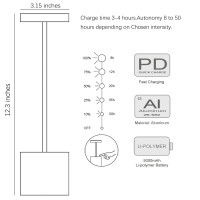 Barryca Rechargeable Cordless Led Table Lamp, Outdoor Battery Operated Desk Light, 12 Inch, Stepless Dimming, 3 Lighting Modes, For Indoor/Outside/Restaurants.