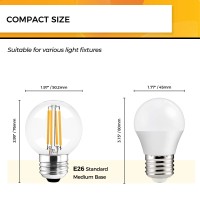 Hizashi E26 Led Bulbs 40 Watt Dimmable Edison Bulbs G16.5 Globe Light Bulbs For Chandeliers And Ceiling Fan Light Bulbs, Cri 90+, 600Lm, 110V-130V, Soft White 3000K