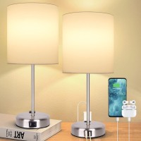 Bedside Lamps Set Of 2 With Usb A+C Charging Ports, Touch Control Table Lamp For Bedroom Home Office, 3 Way Dimmable Nightstand Lamp For Living Room Guest Room, 9W 2700K 2Pk (2 Bulbs Included).