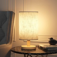 Luckystyle Bedside Table Lamp, Usb Port Small Lamp For Bedroom Decor,Wood Lamp With Fabric Shade Small Table Lamp,Desk Reading Lamps For Room Living Room Office Dorm Mini Night Lamp For Kids Room