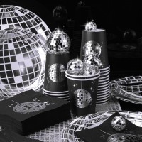 Marsui 121 Pcs 70S Disco Party Supplies Disco Ball Dinner Paper Plates Disco Paper Cups Disco Cocktail Napkins Disco Party Table