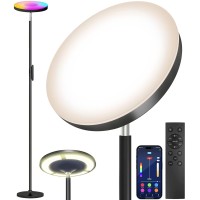 Keepsmile Double Side Lighting Led Floor Lamp With Remote Smart App 36W/2600Lm Bright Tall Standing Rgb Floor Lamp Angle Multicolor Dimmable Modern Floor Lamps For Livingroom Bedroom Office