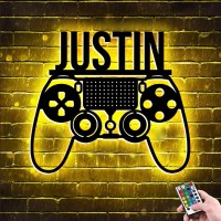 Personalized Gamer Metal Sign Wall Art Lamp Led Game Neon Sign Night Lights Custom Name Home Decor Gamer Sign For Teen Boys Game Room Decor Bedroom Wall Decoration(10Inch,Style 7)