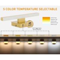 Joossnwell Bathroom Vanity Lights Fixtures Over Mirror Dimmable 5Cct Led Gold Bathroom Light Fixtures Modern Bath Wall Lamps Bar