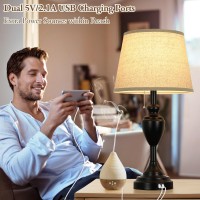 Sucolite Set Of 2 Table Lamps With 2 Usb Charging Ports Modern Farmhouse Lamps For Bedrooms Bedside With Pull Chain Switch Nig