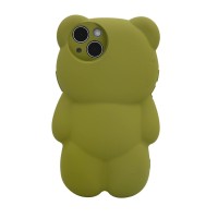 Ywyuhe Bear Phone Case Compatible With Iphone 14 Pro Max, Cute 3D Matcha Green Bear Case, Soft Frosted Shockproof Lovely Cartoon Bear Shaped Cover For Women Girls