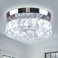 Ypqxyhda 98 Crystal Flush Mount Ceiling Light Fixtures Led Round Mini Chandelier Light Fixture Ceiling Lamp For Kitchen Hallw