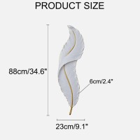 Qufute Feather Wall Light Modern Led Wall Sconce Lamp White Gold Elegant Feather Design Creative Light Fixture Feathers Wall Art Decor Lighting Living Bedroom Hallway,3 Color Mode