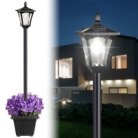 Suponar 70 Solar Lamp Post Light Solar Light Post Outdoor Waterproof With Planter Solar Pole Light Outside For Porch Yard Dr