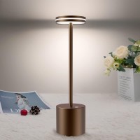 Bravzurg Rechargeable Table Lamp, 5000Mah Outdoor Cordless Table Lamps, Metal, Dimmable, Wireless Battery Operated Led Desk Light Bulbs For Indoor/Outdoor/Home/Living Room (Brown)