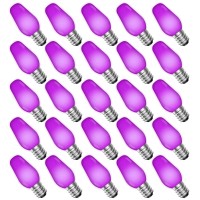 Luxrite 25Pack C7 Led Purple Replacement Light Bulbs For String Lights 05W Shatterproof Colored Candelabra Bulb Enclosed Fi