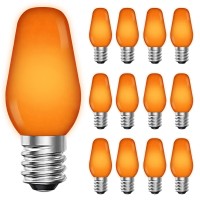 Luxrite 12Pack C7 Led Orange Replacement Light Bulbs For String Lights 05W Shatterproof Colored Candelabra Bulb Enclosed Fi