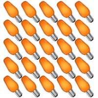 Luxrite 25Pack C7 Led Orange Replacement Light Bulbs For String Lights 05W Shatterproof Colored Candelabra Bulb Enclosed Fi