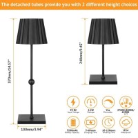 Ggoying Cordless Table Lamp,5200Mah Rechargeable Battery Led Lamp With 3 Color Stepless Dimming, Minimalist Portable Led Night Light For Couple Dinner, Camping, Restaurant, Bedroom(Black)