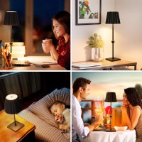 Ggoying Cordless Table Lamp,5200Mah Rechargeable Battery Led Lamp With 3 Color Stepless Dimming, Minimalist Portable Led Night Light For Couple Dinner, Camping, Restaurant, Bedroom(Black)