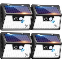 Peasur Solar Lights Outdoor Waterproof, 4 Pack 140Led Ultra-Bright Solar Motion Sensor Lights, 3 Modes Solar Powered Fence Lights, Solar Security Wall Lights For Garden Yard Outside(Cool White)