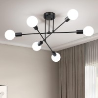 Soilsiu Modern Sputnik Chandelier Ceiling Light Fixtures 6Light Semi Flush Mount Ceiling Light For Bedroom Dining Room Living