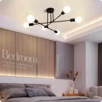 Soilsiu Modern Sputnik Chandelier Ceiling Light Fixtures 6Light Semi Flush Mount Ceiling Light For Bedroom Dining Room Living