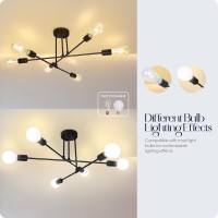 Soilsiu Modern Sputnik Chandelier Ceiling Light Fixtures 6Light Semi Flush Mount Ceiling Light For Bedroom Dining Room Living