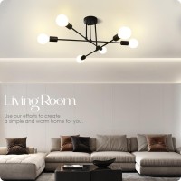 Soilsiu Modern Sputnik Chandelier Ceiling Light Fixtures 6Light Semi Flush Mount Ceiling Light For Bedroom Dining Room Living